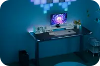 LED standing desk for gaming with smooth electric lift system