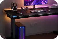 Blacklyte RGB standing gaming desk with electric height adjustment