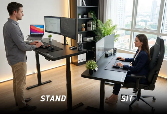 Blacklyte electric standing desk with sit and standing posture