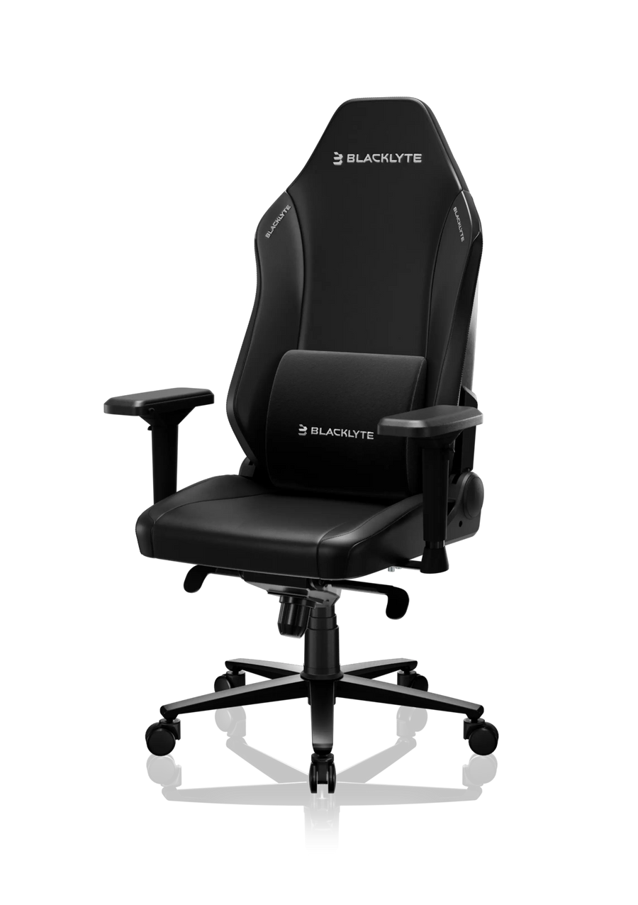 Athena black leatherette gaming chair with lumbar pillow