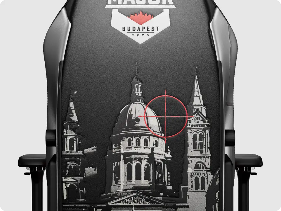 Budapest Major Edition gaming chair with adjustable armrests and reclining back