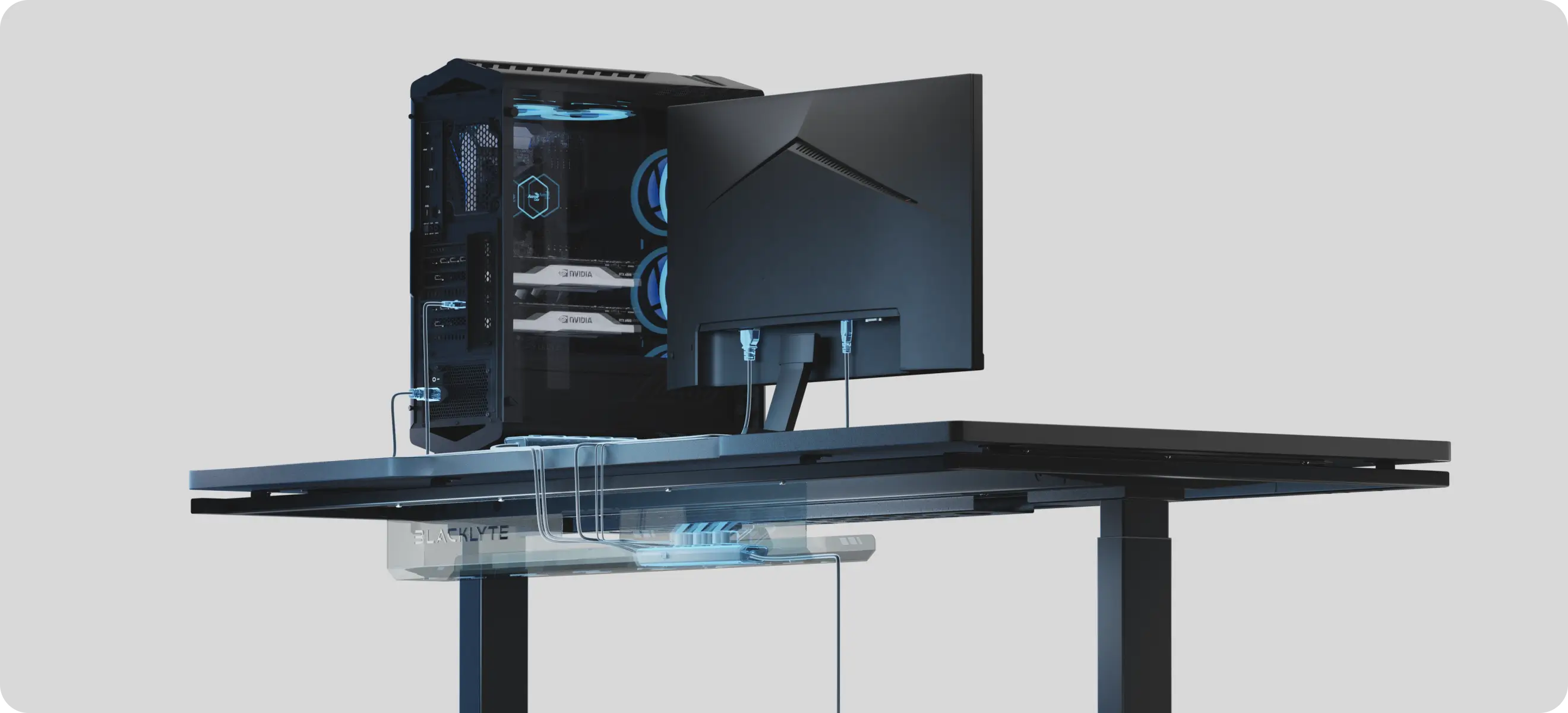Atlas Lite height adjustable standing desk with cable management