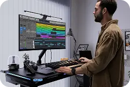 Blacklyte height-adjustable gaming desk with RGB edge lights