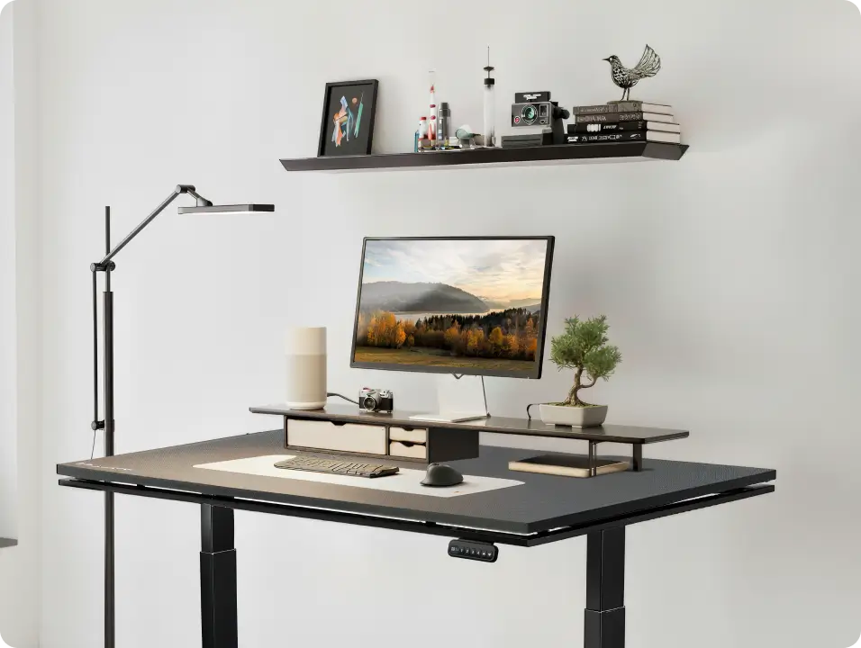 Blacklyte height adjustable computer table