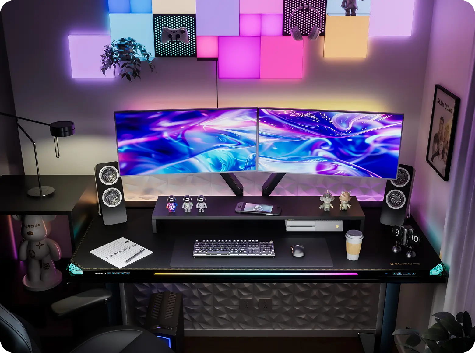 Atlas gaming desk with screen sync lighting