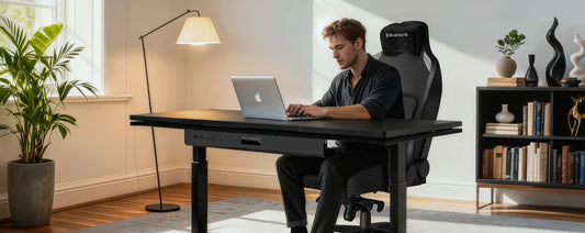 Blacklyte gaming chair and standing desk for home and office