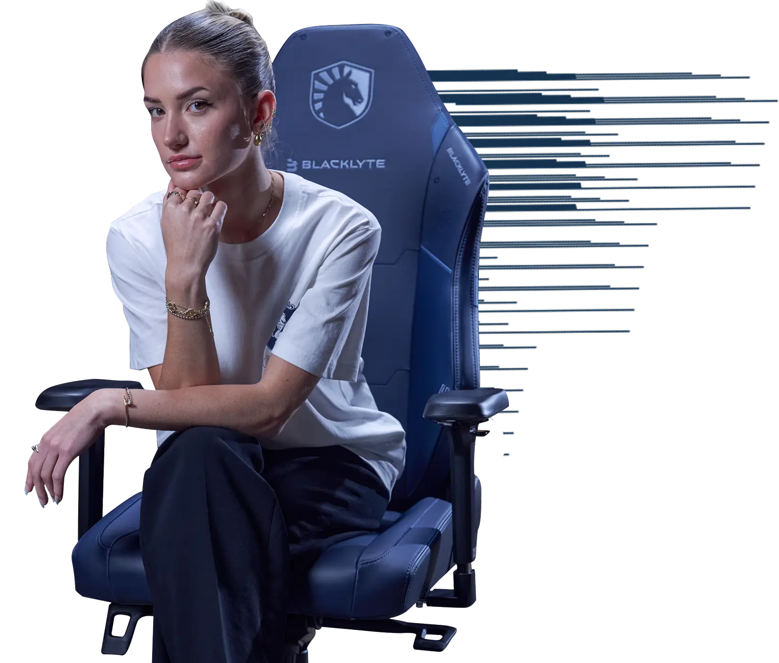 Team Liquid gaming chair with adjustable lumbar system and reinforced seat base
