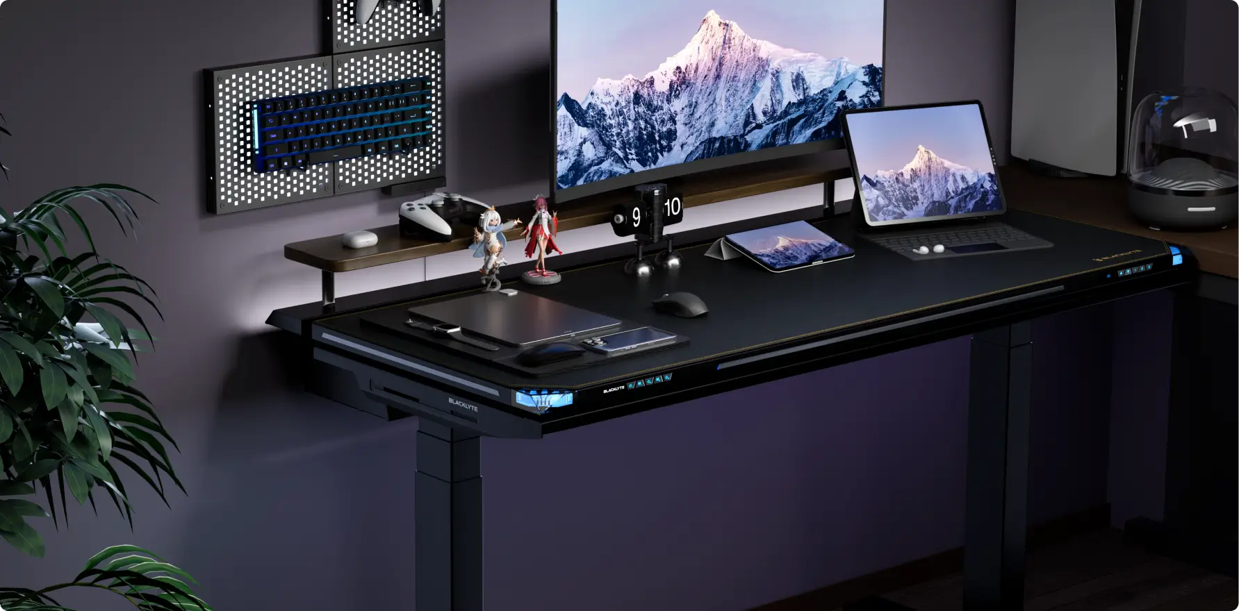 Blacklyte Atlas gaming desk with led lights
