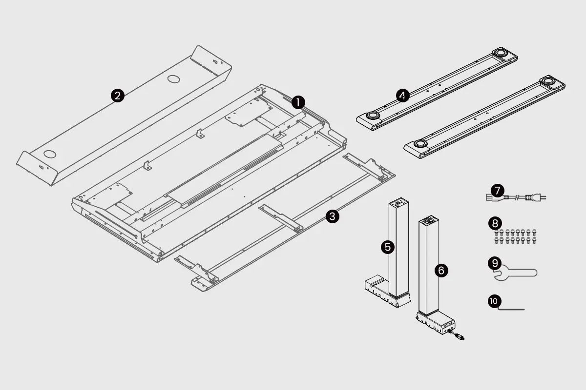 Atlas gaming desk assembly parts and tools